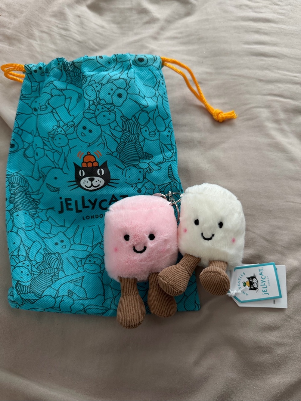 Jellycat Pink & White Plush Ice Pop Keychain Duo